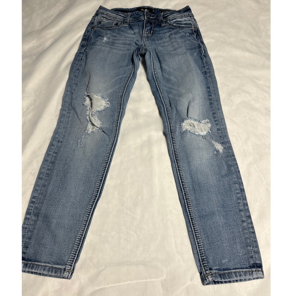 Miss Me‎ Jeans Signature Ankle Lenth Skinny Distressed Blue Wash Size 24